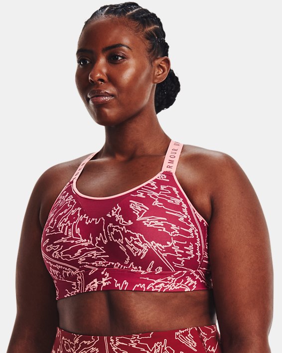 Women's UA Infinity High Printed Sports Bra, Pink, pdpMainDesktop image number 3